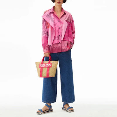 (W) KENZO SS22 Camisa Rosa de Manga Larga con Estampado y Cuello. FC52CH0519S5-26 Shop (W) KENZO SS22 Camisa Rosa de Manga Larga con Estampado y Cuello. FC52CH0519S5-26