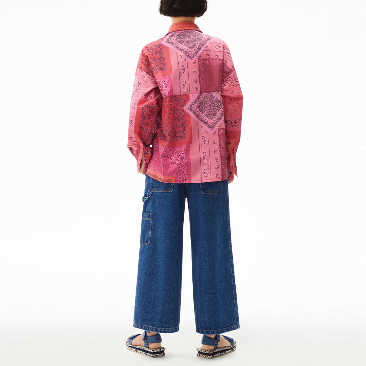 Purchase (W) KENZO SS22 Camisa Rosa de Manga Larga con Estampado y Cuello. FC52CH0519S5-26