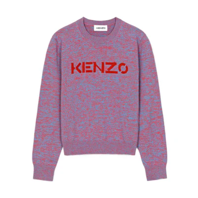 (Women) KENZO SS22 Purple Knit Pullover Sweater with Embroidered Logo. FC52PU6833LA-66