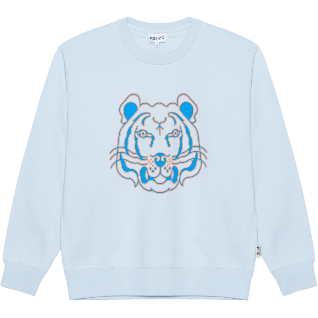 (Women) KENZO SS22  Tiger Logo Crewneck Long Sleeve Sweatshirt Light Blue FC52SW8464ML-63