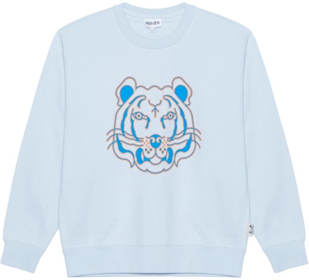(W) KENZO SS22 Sudadera Logo Tigre de Manga Larga Cuello Redondo Azul Claro FC52SW8464ML-63 Buy (W) KENZO SS22 Sudadera Logo Tigre de Manga Larga Cuello Redondo Azul Claro FC52SW8464ML-63
