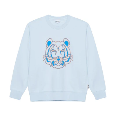 (Women) KENZO SS22 Tiger Logo Crewneck Long Sleeve Sweatshirt Light Blue FC52SW8464ML-63