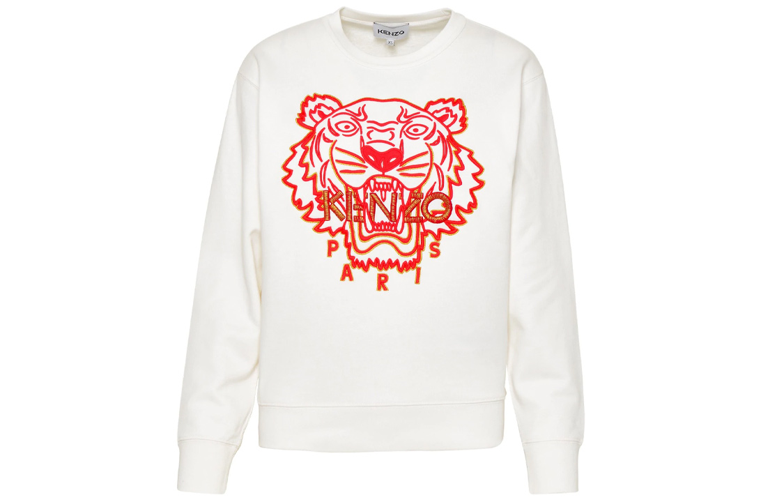 (Women) KENZO SS22  White Tiger Embroidery Crewneck Sweatshirt FC52SW824CMB-01B