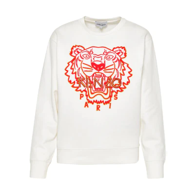 (Women) KENZO SS22 White Tiger Embroidery Crewneck Sweatshirt FC52SW824CMB-01B