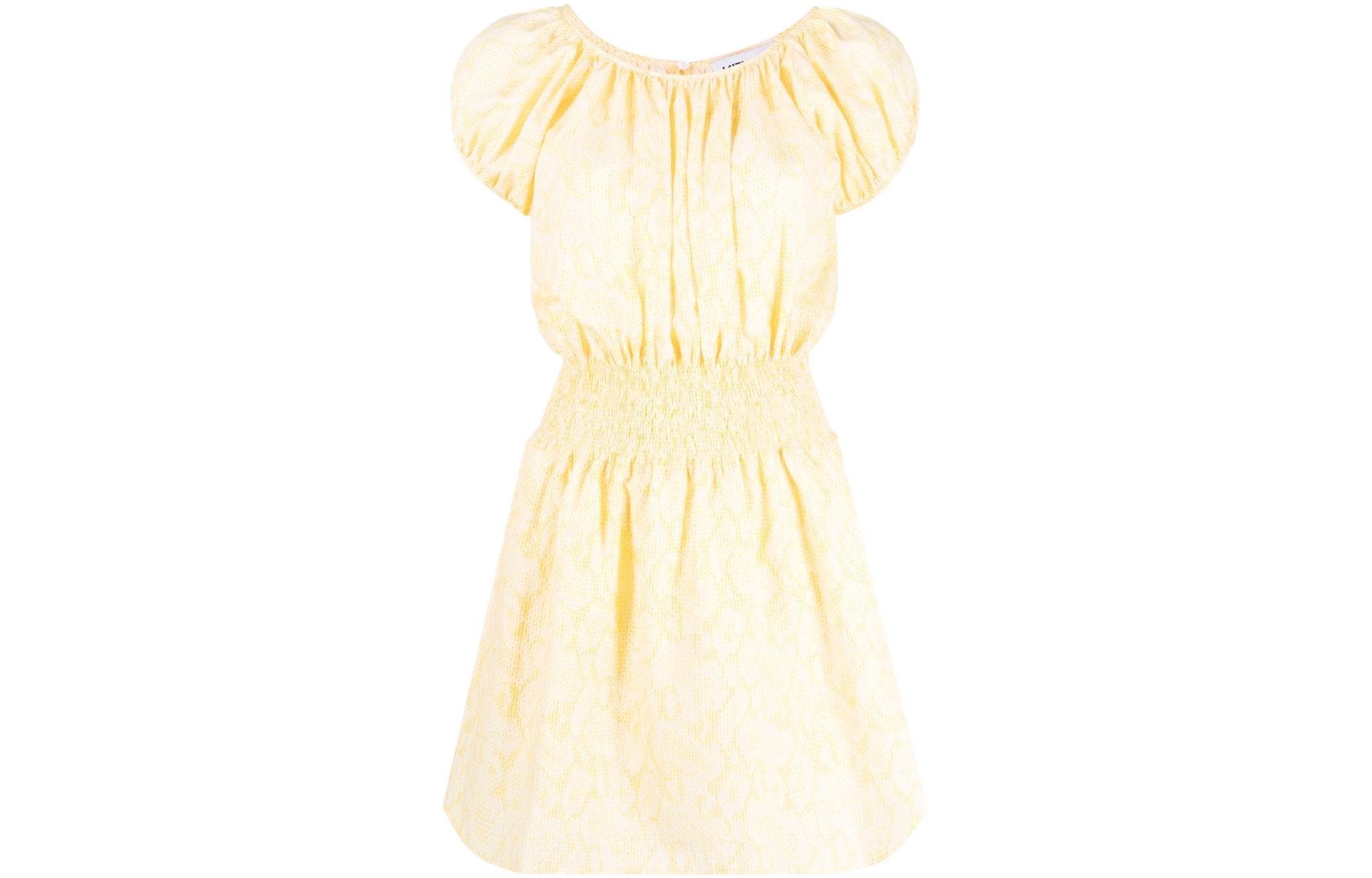 Order (W) KENZO SS22 Gaun Kuning Cetak Ular A-Line Lengan Pendek. FC52RO0679S8-39