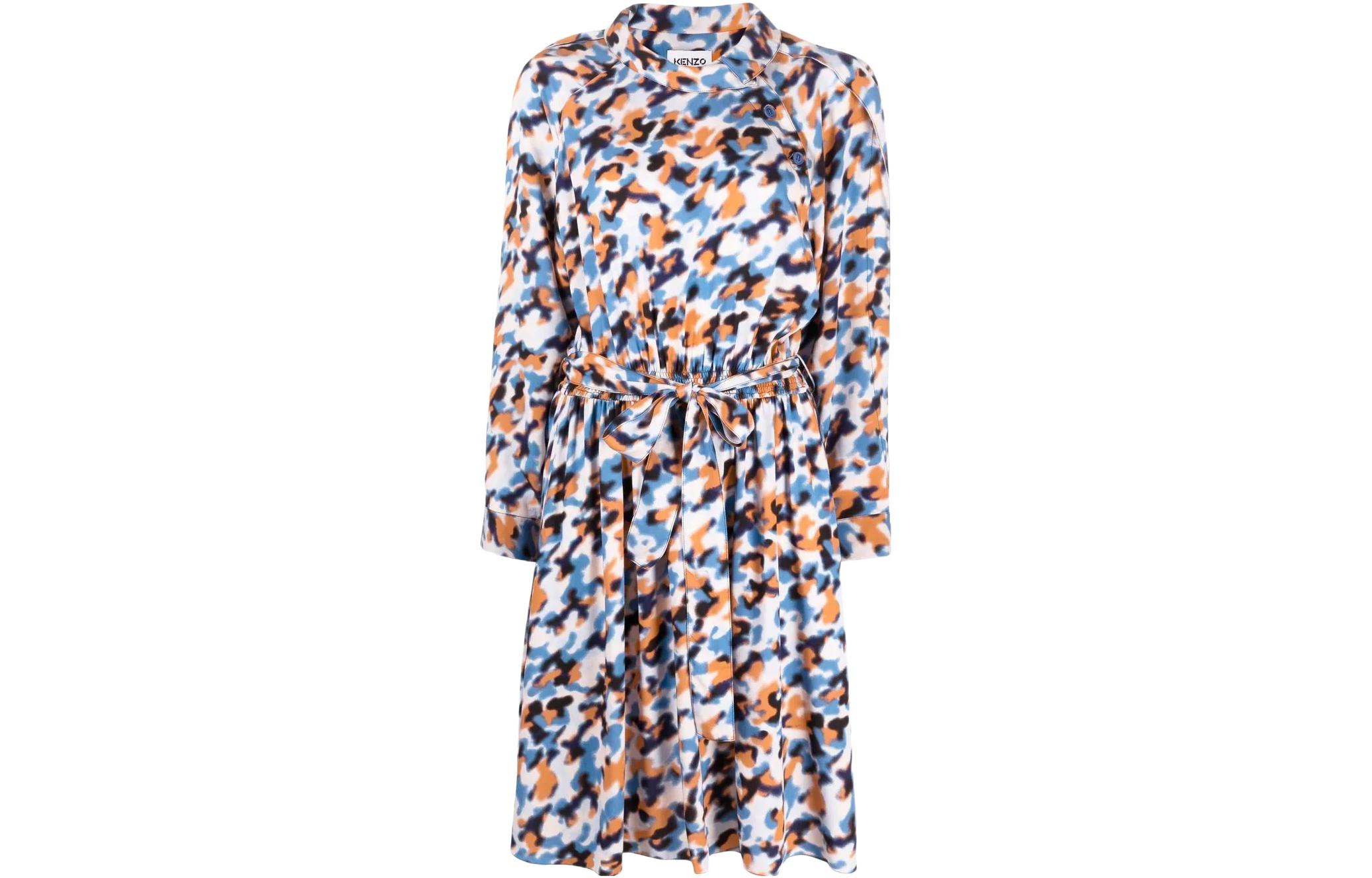 Order (W) KENZO SS22 Gaun Lengan Panjang Motif Abstrak Wanita Multicolor. FC52RO0709P4-71