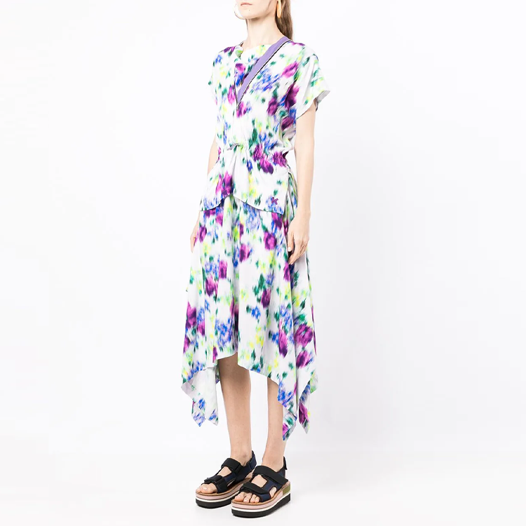 Shop (W) KENZO SS22 Gaun Motif Bunga Lengan Pendek Wanita Multicolor. FC52RO0599P1-66