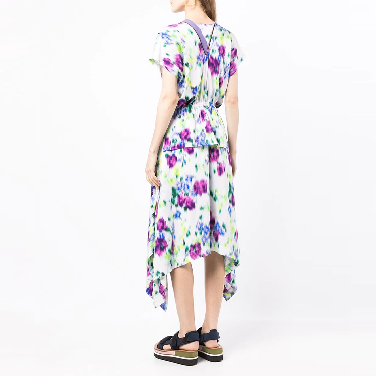 Purchase (W) KENZO SS22 Gaun Motif Bunga Lengan Pendek Wanita Multicolor. FC52RO0599P1-66