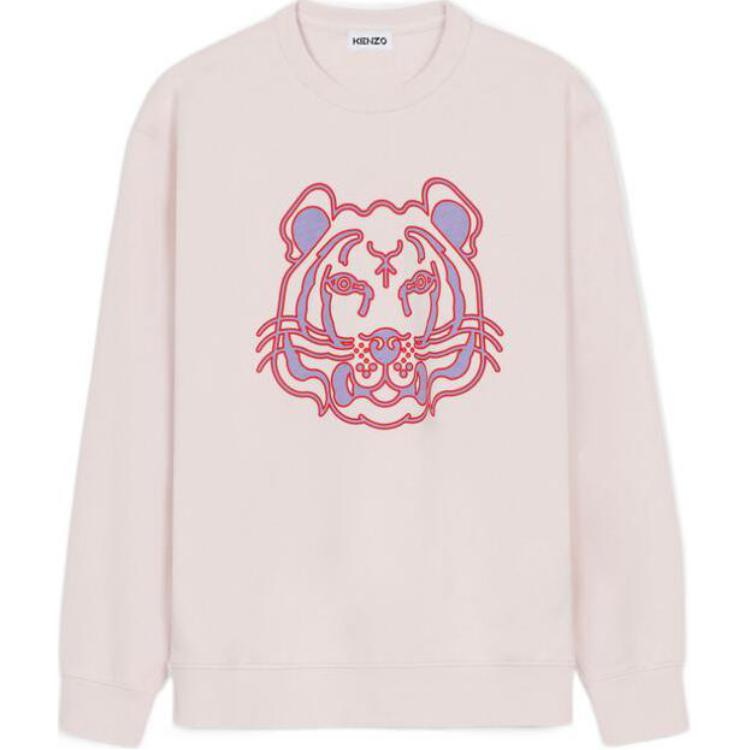 (Women) KENZO SS22 K-Tiger Pink Sweatshirt  Long-Sleeve Pullover Crewneck. FC52SW8464ML-33L