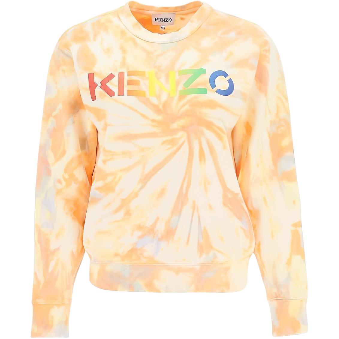 (Women) Kenzo SS22 Tie-Dye Logo Print Yellow Crewneck Sweatshirt  FC52SW8474ML3-5C