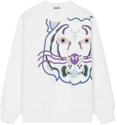 (Women) Kenzo SS22 White Graphic Print Crewneck Sweatshirt Long Sleeve FC52SW8494MO-18 Buy (Women) Kenzo SS22 White Graphic Print Crewneck Sweatshirt Long Sleeve FC52SW8494MO-18