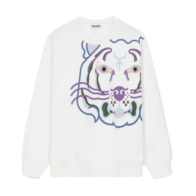 (Women) Kenzo SS22 White Graphic Print Crewneck Sweatshirt Long Sleeve FC52SW8494MO-18