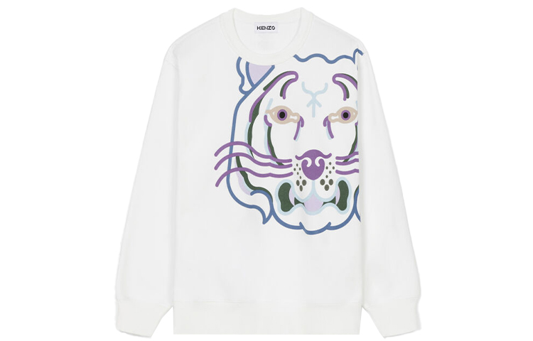 Order (Women) Kenzo SS22 White Graphic Print Crewneck Sweatshirt Long Sleeve FC52SW8494MO-18