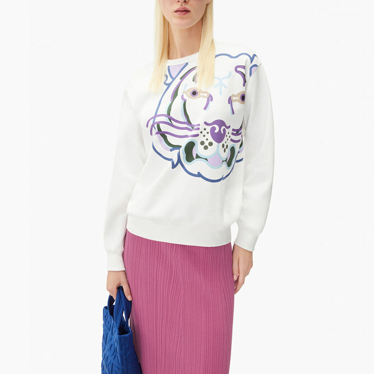 Purchase (Women) Kenzo SS22 White Graphic Print Crewneck Sweatshirt Long Sleeve FC52SW8494MO-18