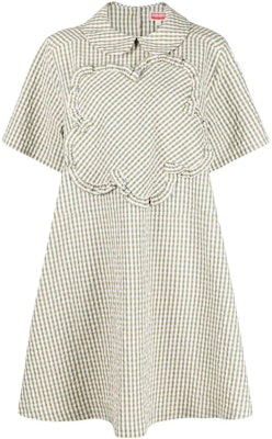 (W) KENZO SS23 カーキ チェック柄ディテール Aライン半袖ワンピース FD52RO1139RU-40 Order (W) KENZO SS23 カーキ チェック柄ディテール Aライン半袖ワンピース FD52RO1139RU-40