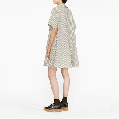 (W) KENZO SS23 カーキ チェック柄ディテール Aライン半袖ワンピース FD52RO1139RU-40 Shop (W) KENZO SS23 カーキ チェック柄ディテール Aライン半袖ワンピース FD52RO1139RU-40