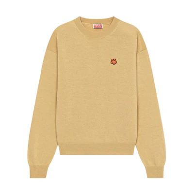 (Women) KENZO SS23 Beige Floral Embroidered Wool Knit Sweater. FD52PU3813LB-11