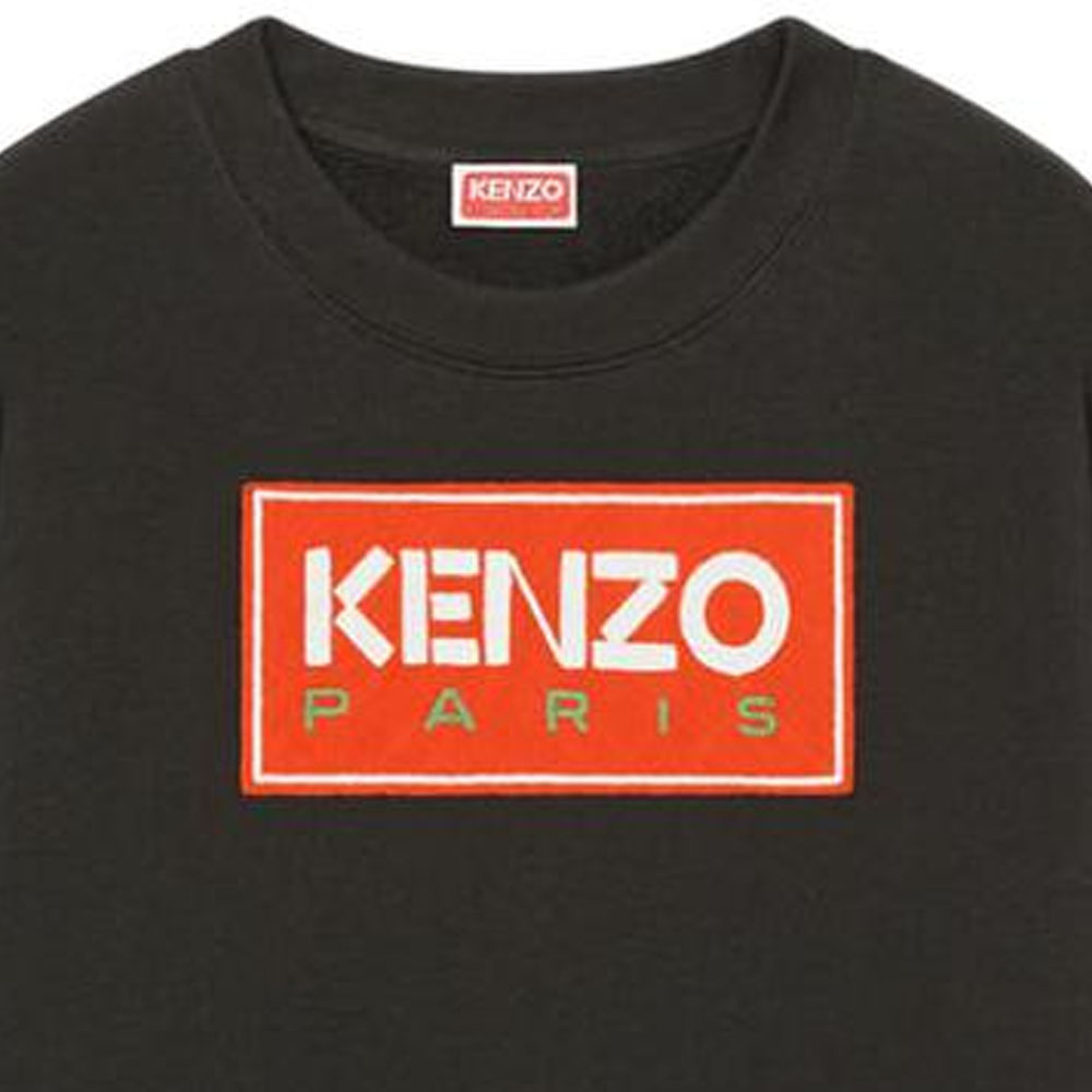 Sizing (Women) KENZO SS23  Black Crewneck Sweatshirt with Letter Logo Print. FD52SW0384MF-99