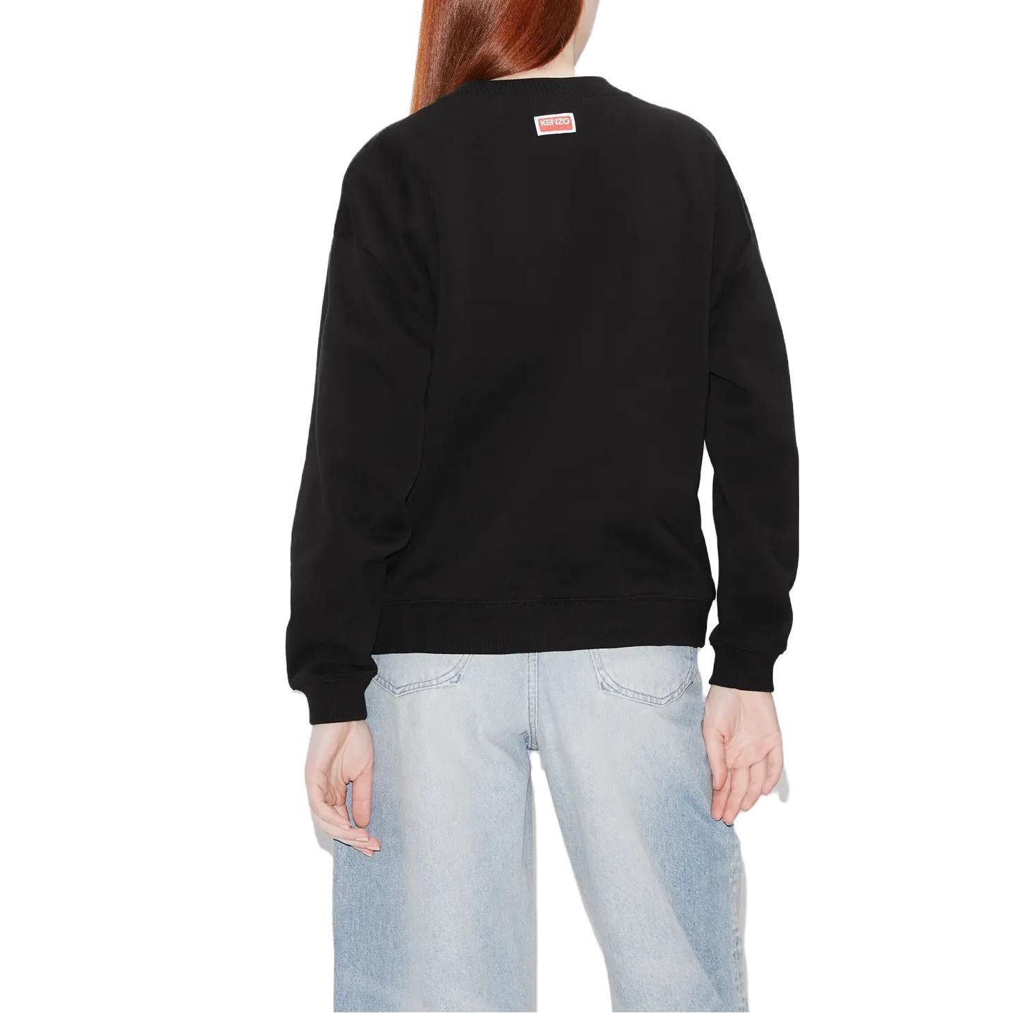 Details for (W) KENZO SS23 黑色大象圖案印花圓領長袖上衣 FD62SW0934MF99J