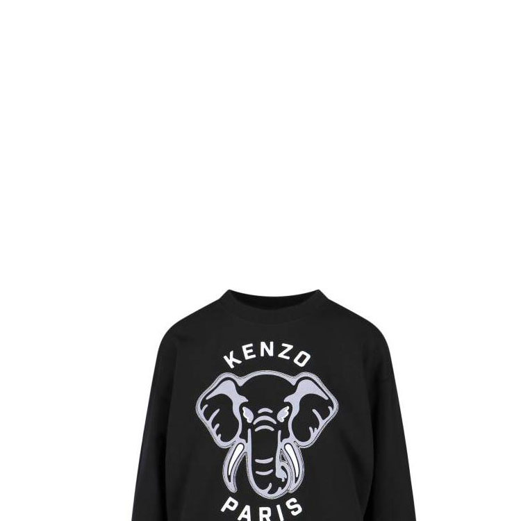 Sizing (W) KENZO SS23 黑色大象圖案印花圓領長袖上衣 FD62SW0934MF99J