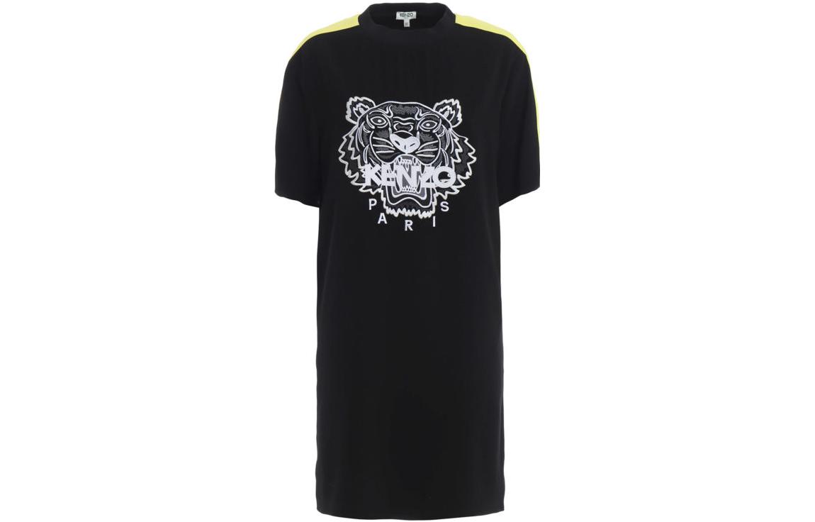Order (W) KENZO 黑色动物印花短袖连衣裙 SS23 中长款. PF952RO0645AC-99