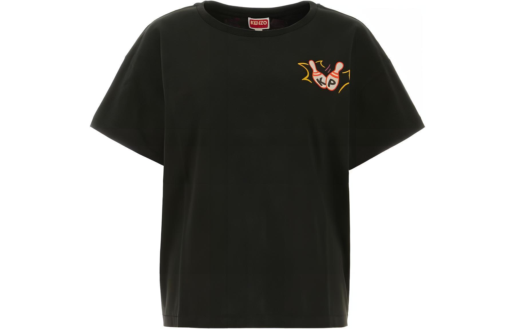 Lookbook (W) KENZO SS23 黑色字母标志印花短袖T恤。 FD52TS0504SO-99J