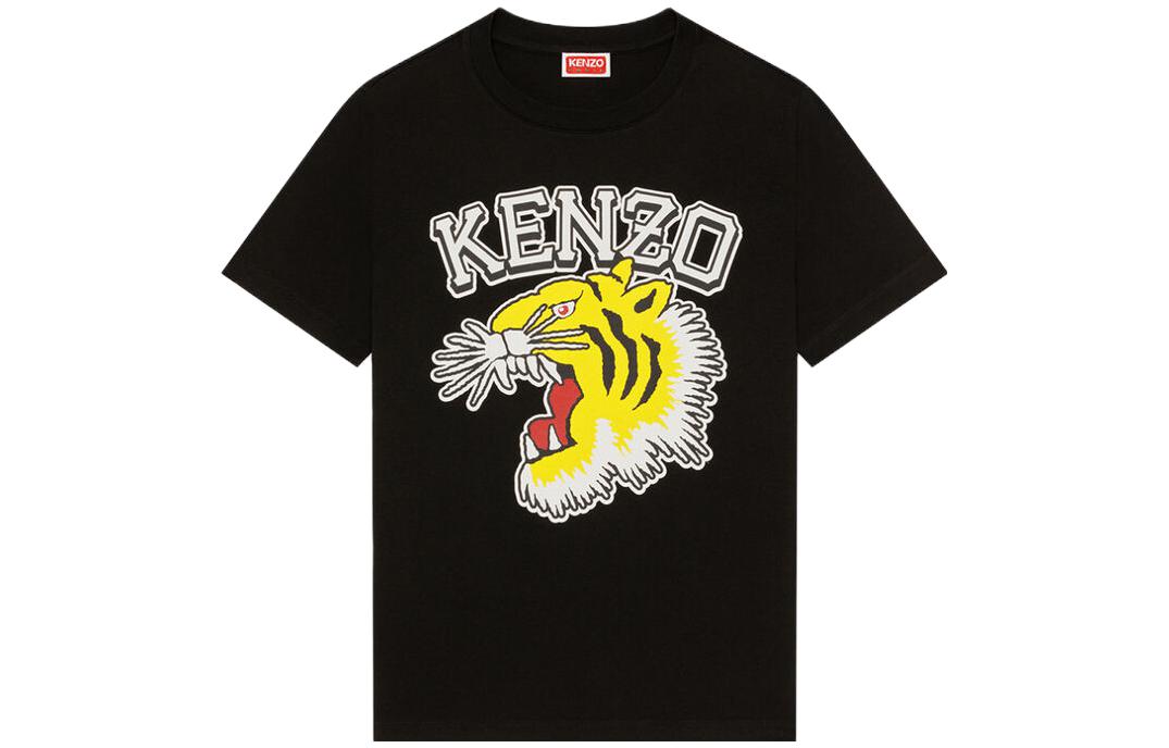 (Women) KENZO SS23  Black Logo Tiger Print Crewneck T-Shirt FD62TS0844SO-99J
