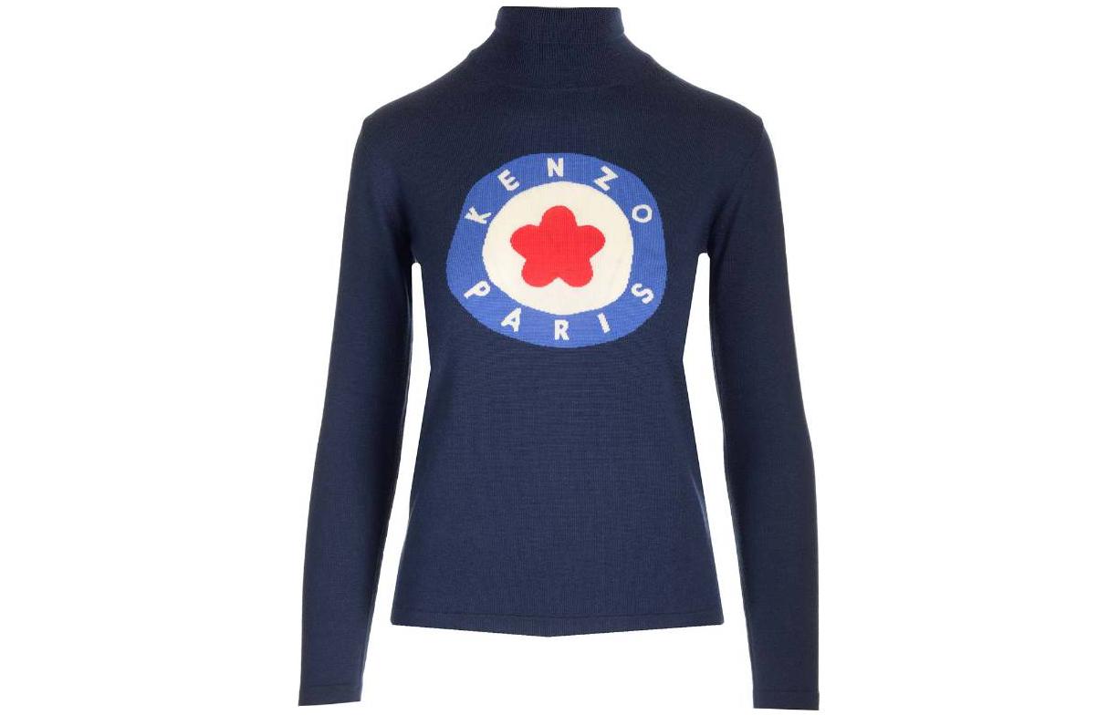 Order (Women) KENZO SS23  Blue Patterned High-Neck Long-Sleeve Sweater. FD62PU4193BA-77
