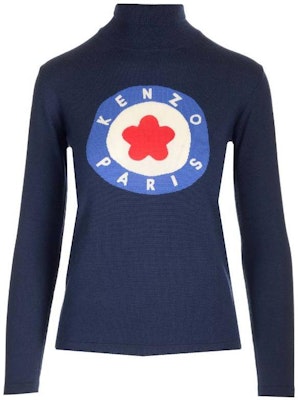 (Women) KENZO SS23 Blue Patterned High-Neck Long-Sleeve Sweater. FD62PU4193BA-77 Order (Women) KENZO SS23 Blue Patterned High-Neck Long-Sleeve Sweater. FD62PU4193BA-77
