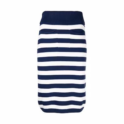 (Women) KENZO SS23 Blue Striped Slim-Fit Midi Casual Skirt. FD52JU3563CG-77