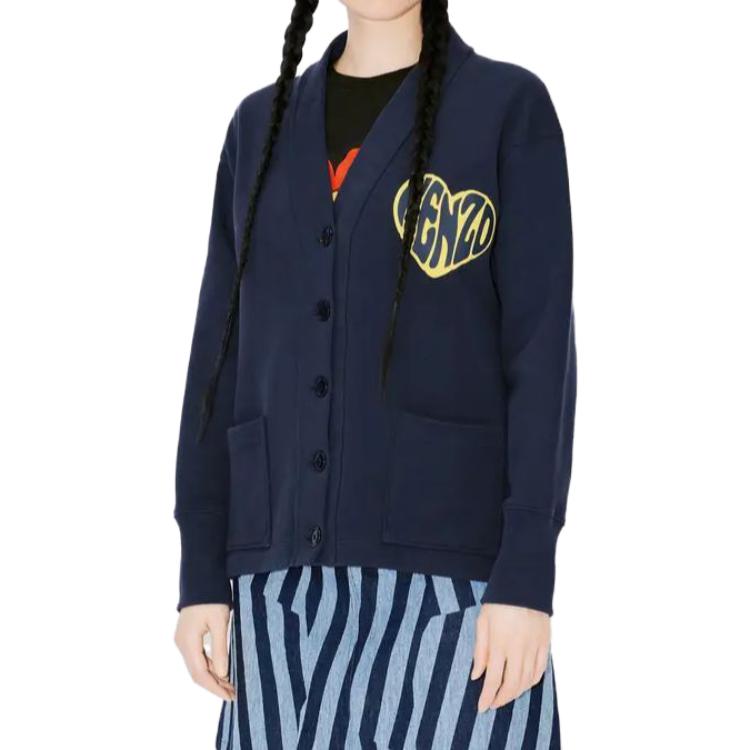 Purchase (W) KENZO SS23 蓝色心形标志印花V领开衫. FD62SW0864ME-77
