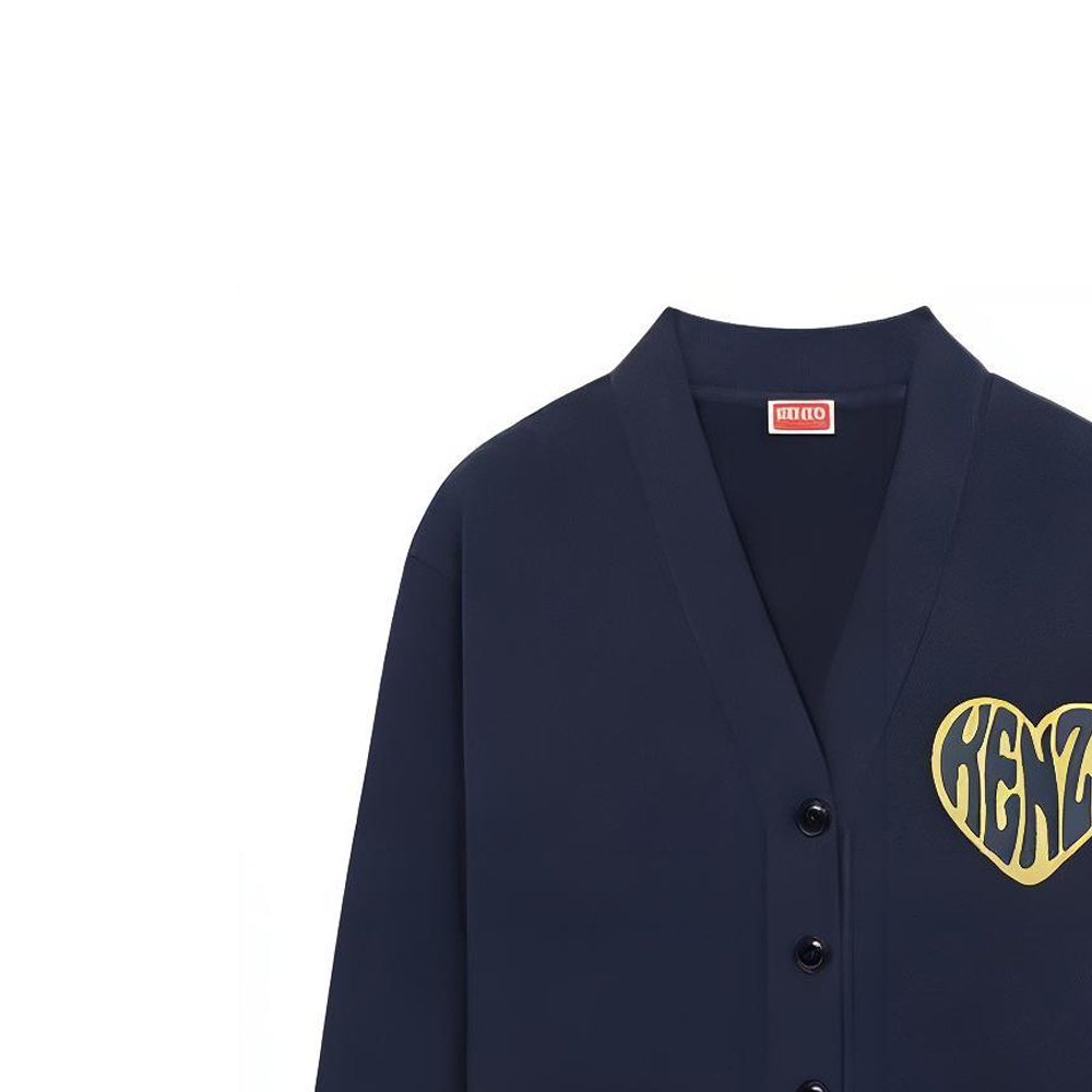 Sizing (W) KENZO SS23 蓝色心形标志印花V领开衫. FD62SW0864ME-77