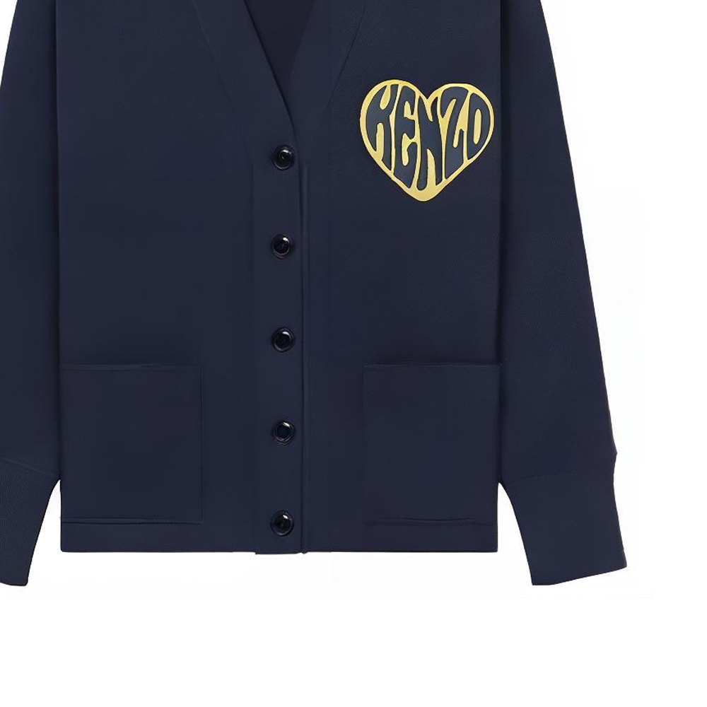 Cheap (W) KENZO SS23 蓝色心形标志印花V领开衫. FD62SW0864ME-77