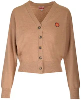 (Women) KENZO SS23 Brown V-Neck Button Cardigan Sweater with Badge Logo. FD52CA3833LB87 (Women) KENZO SS23 Brown V-Neck Button Cardigan Sweater with Badge Logo. FD52CA3833LB87