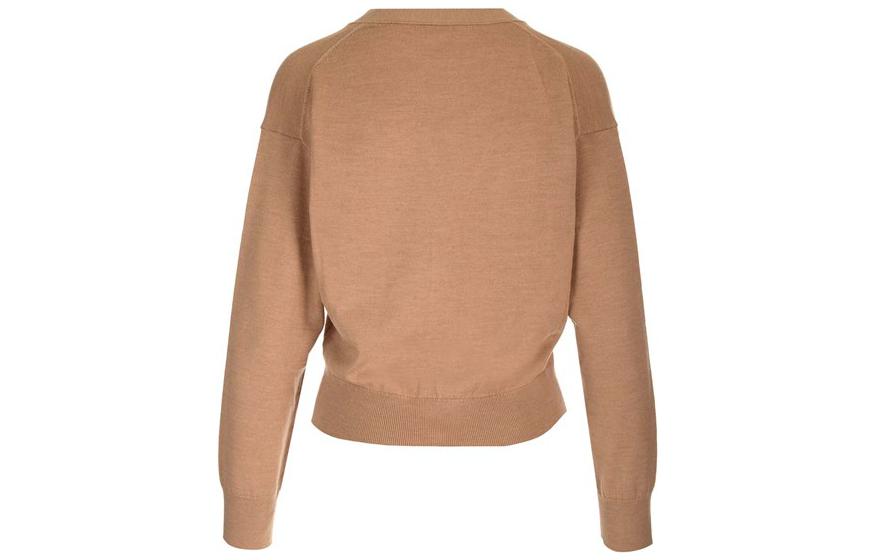 Lookbook (W) Cárdigan Marrón KENZO SS23 con Escote en V y Botones, Logo con Insignia. FD52CA3833LB87