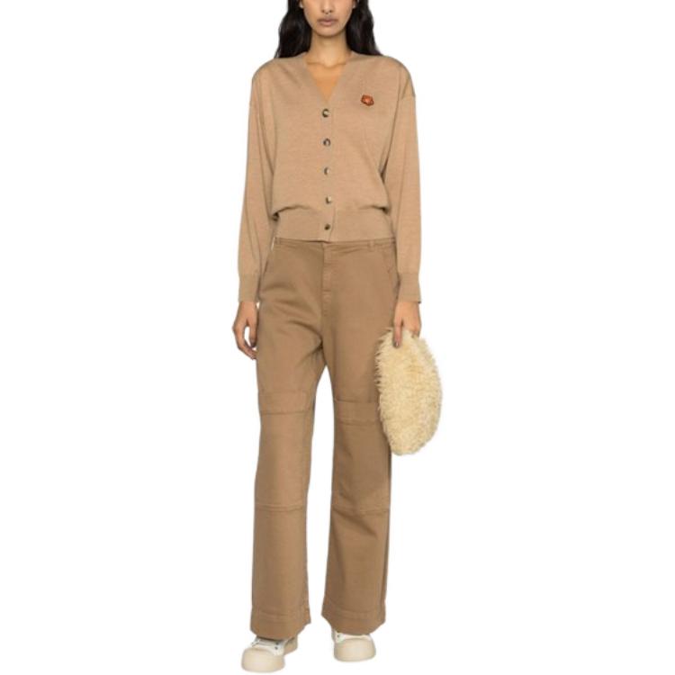 Shop (W) Cárdigan Marrón KENZO SS23 con Escote en V y Botones, Logo con Insignia. FD52CA3833LB87