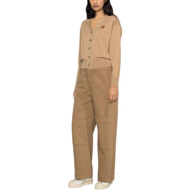 Details for (W) Cárdigan Marrón KENZO SS23 con Escote en V y Botones, Logo con Insignia. FD52CA3833LB87