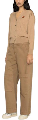 (W) Cárdigan Marrón KENZO SS23 con Escote en V y Botones, Logo con Insignia. FD52CA3833LB87 Details for (W) Cárdigan Marrón KENZO SS23 con Escote en V y Botones, Logo con Insignia. FD52CA3833LB87