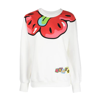 (Women) KENZO SS23 Cartoon Graphic Crewneck Pullover Sweatshirt White. FD52SW6574MB-02