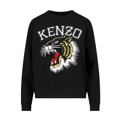(Women) KENZO SS23 Embroidered Logo Crewneck Sweatshirt Black FD62SW0954MF-99
