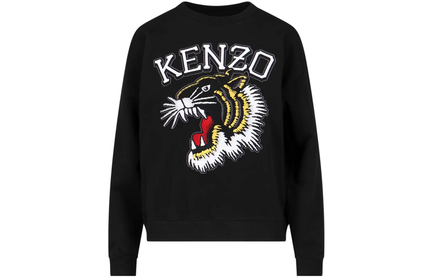 Order (W) KENZO SS23 刺繡標誌黑色圓領長袖衫 FD62SW0954MF-99
