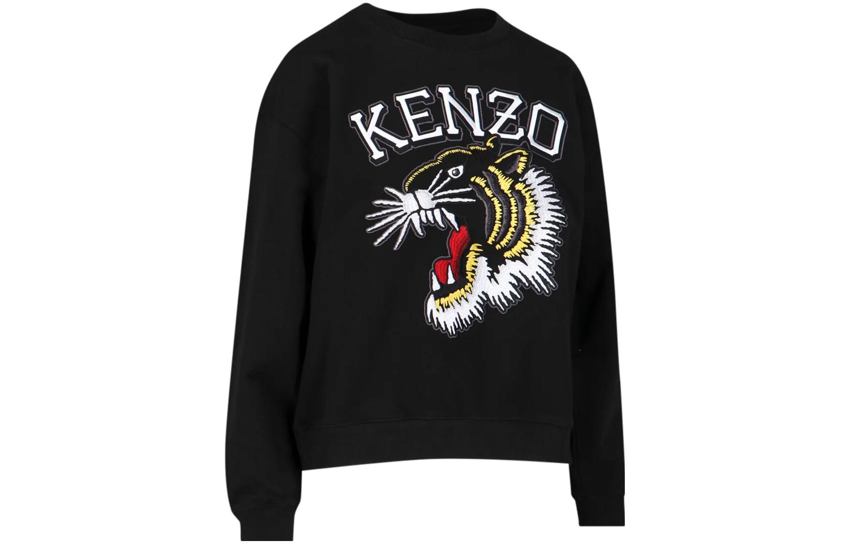 Shop (W) KENZO SS23 刺繡標誌黑色圓領長袖衫 FD62SW0954MF-99