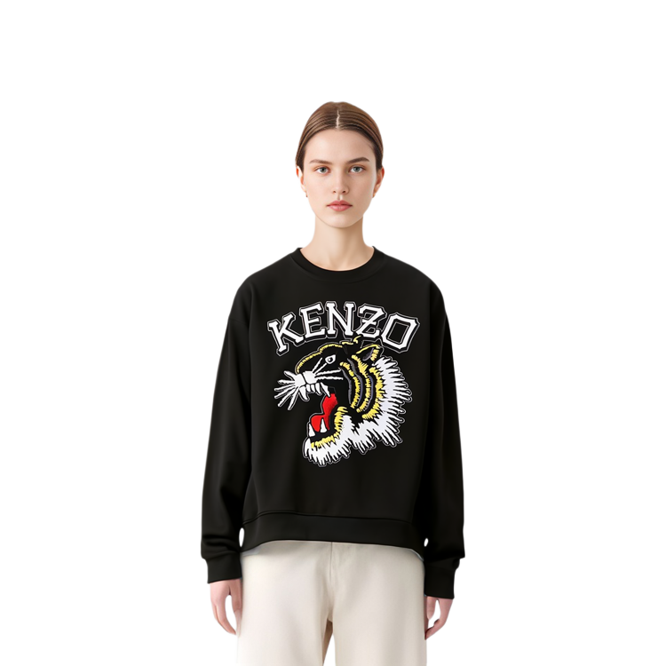 Details for (W) KENZO SS23 刺繡標誌黑色圓領長袖衫 FD62SW0954MF-99