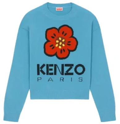 (W) KENZO SS23 花卉字母印花蓝色长袖毛衣 FD62PU4303LD-69 Buy (W) KENZO SS23 花卉字母印花蓝色长袖毛衣 FD62PU4303LD-69