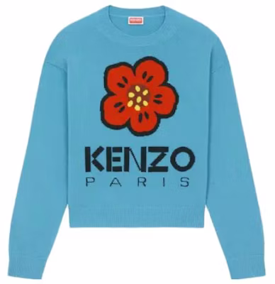 (W) KENZO SS23 花卉字母印花蓝色长袖毛衣 FD62PU4303LD-69 Order (W) KENZO SS23 花卉字母印花蓝色长袖毛衣 FD62PU4303LD-69