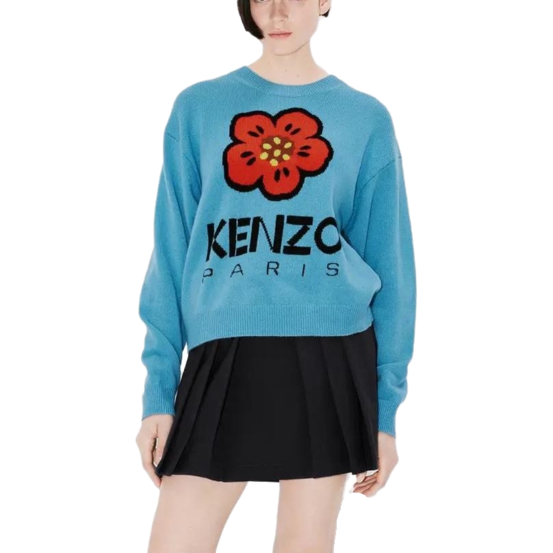 (Women) KENZO SS23  Floral Letter Print Blue Long-Sleeve Sweater. FD62PU4303LD-69 圖 5