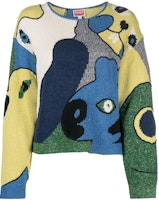 (Women) KENZO SS23 Green Patterned Color-Block Crewneck Knit Sweater. FD52PU3543CF-77 (Women) KENZO SS23 Green Patterned Color-Block Crewneck Knit Sweater. FD52PU3543CF-77