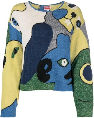 (W) KENZO SS23 綠色圖案拼接圓領針織毛衣. FD52PU3543CF-77 Order (W) KENZO SS23 綠色圖案拼接圓領針織毛衣. FD52PU3543CF-77