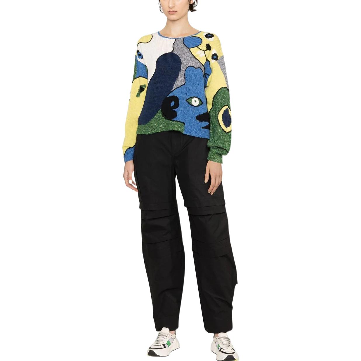 Lookbook (W) KENZO SS23 綠色圖案拼接圓領針織毛衣. FD52PU3543CF-77