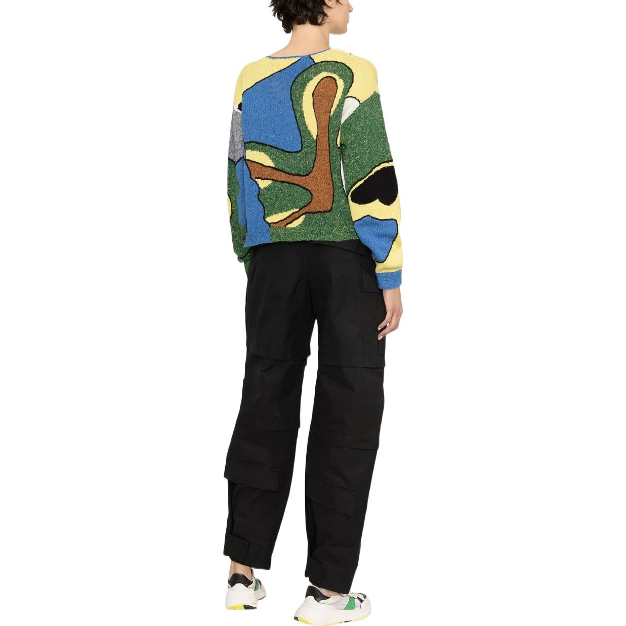 Shop (W) KENZO SS23 綠色圖案拼接圓領針織毛衣. FD52PU3543CF-77